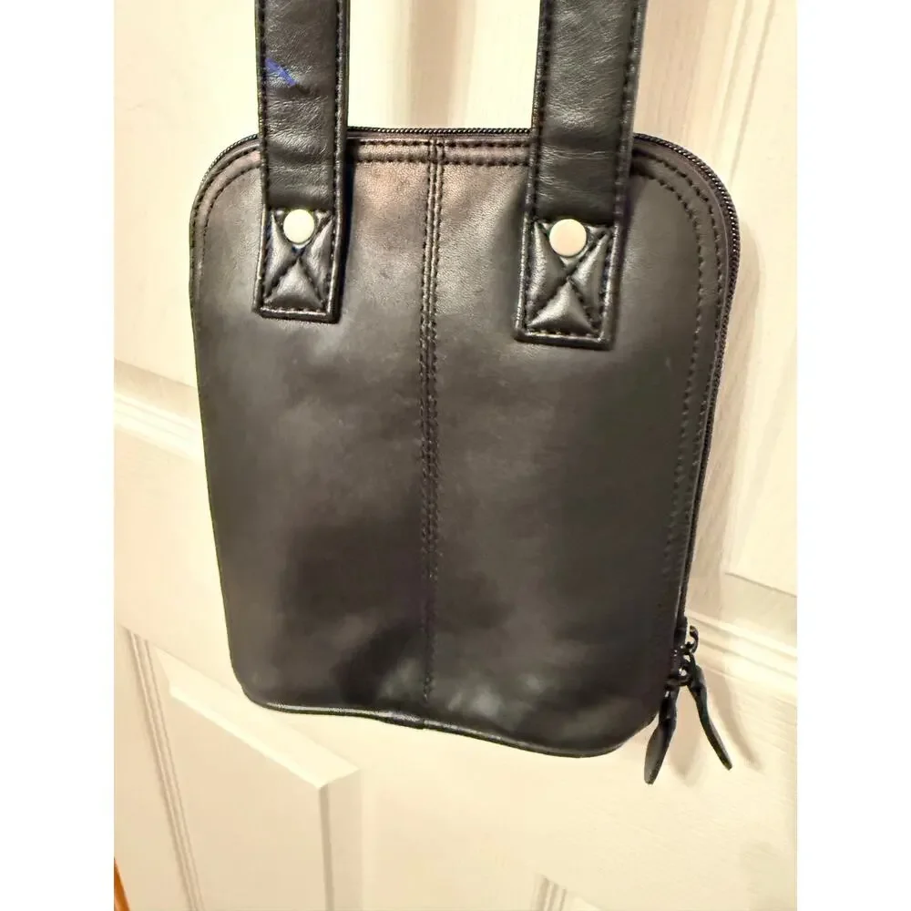 Vintage J. JILL Nubuck Leather black super soft Crossbody Organizer Purse.